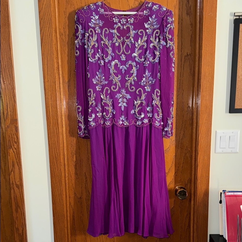 Jacqueline Ferrar Purple Embellished Long Sleeve Dress